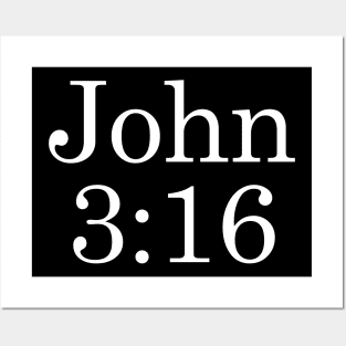 John 3:16 - White Text Posters and Art